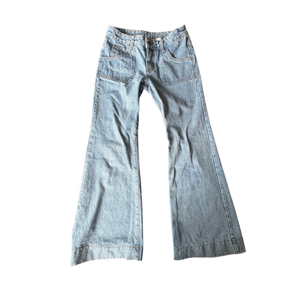 J Galt Brandy Melville Jeans Womens S Light Wash Wide Leg Patch Pocket Y2K
